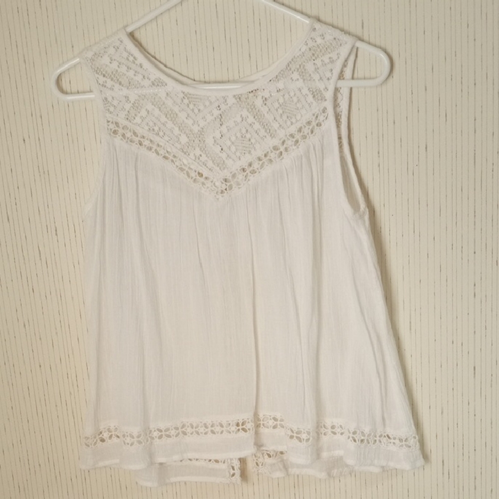 Elegant White Lace Trim Sleeveless Top, Beachy, Festival, Vacation, Cruise